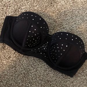 VS black bikini top with rhinestones 32c